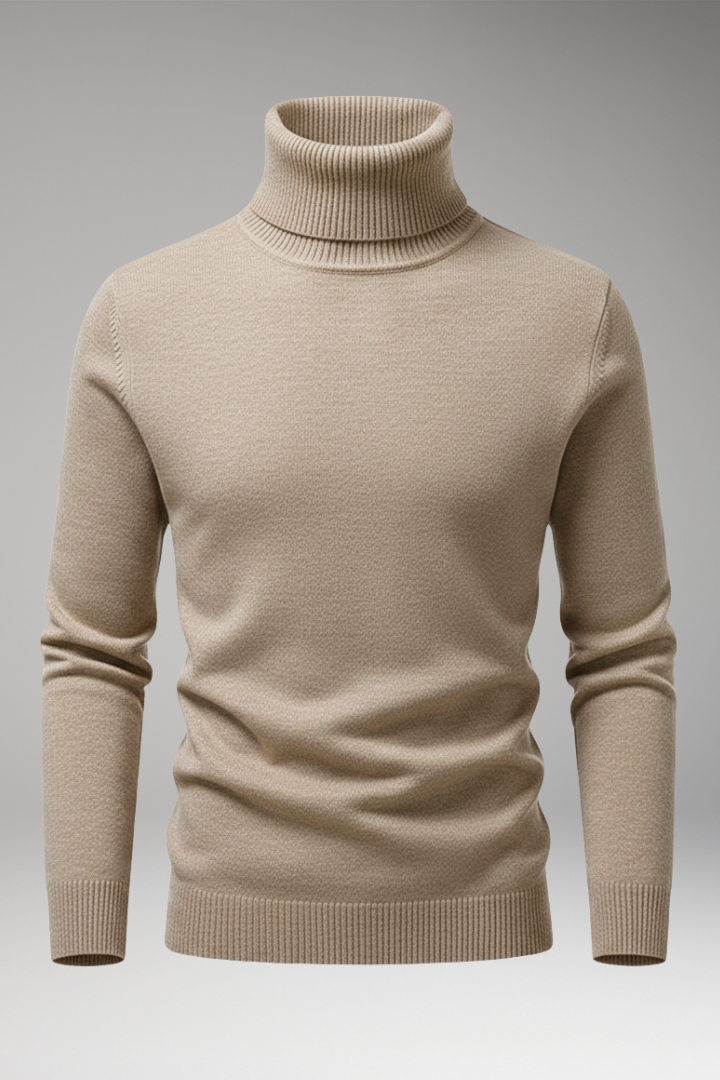 Men’s Jumper with High Neck and Knitted Surface