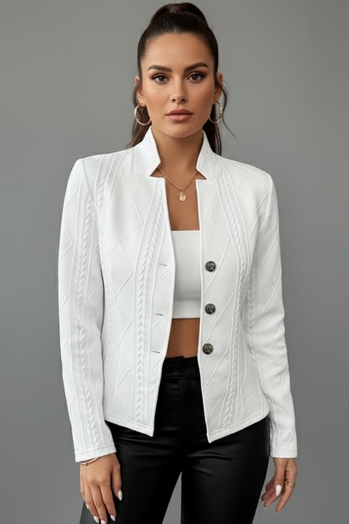 Women’s Blazer with Lapel Collar and Button Closure