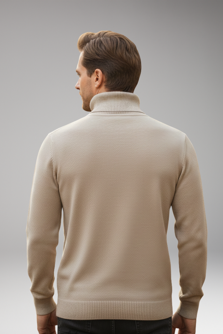 Men’s Jumper with High Neck and Knitted Surface