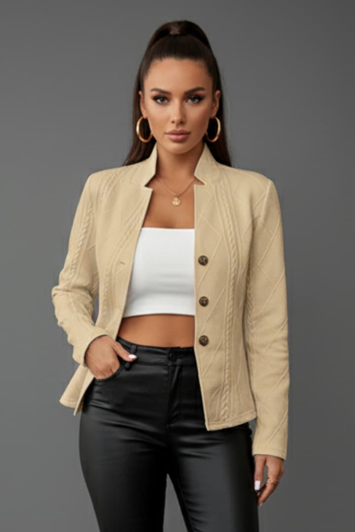 Women’s Blazer with Lapel Collar and Button Closure