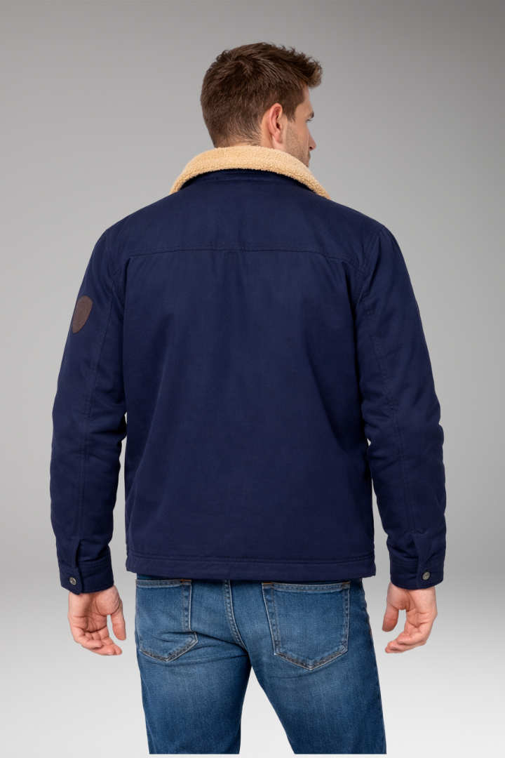 Men’s Jacket with Button Closure and Sherpa Lining