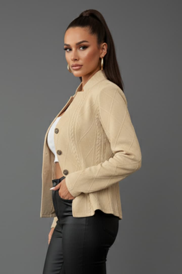 Women’s Blazer with Lapel Collar and Button Closure