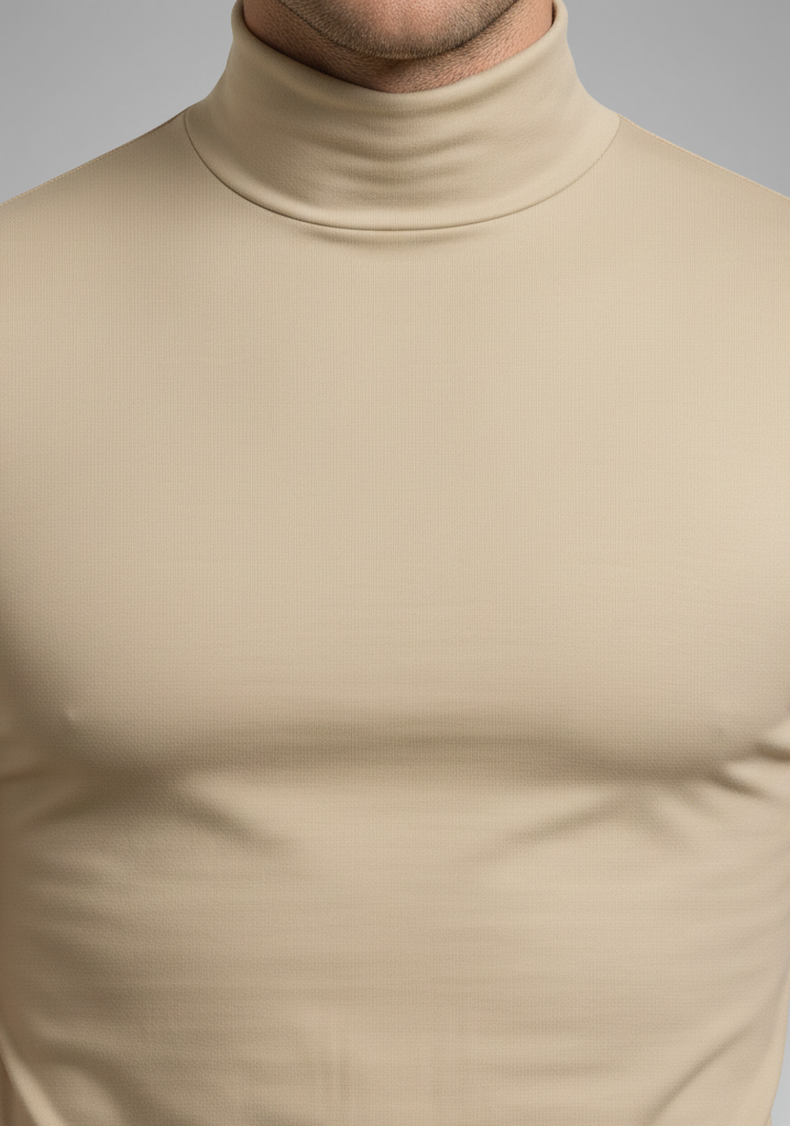 Men's Roll-Neck Top with Slim Fit and Short Sleeves