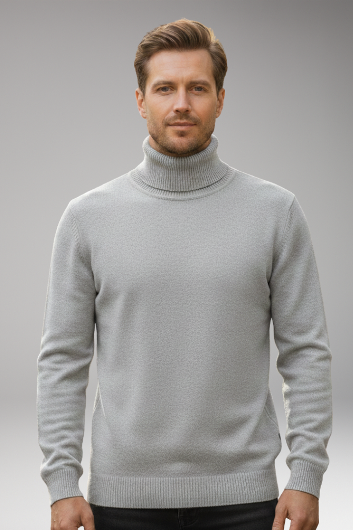 Men’s Jumper with High Neck and Knitted Surface