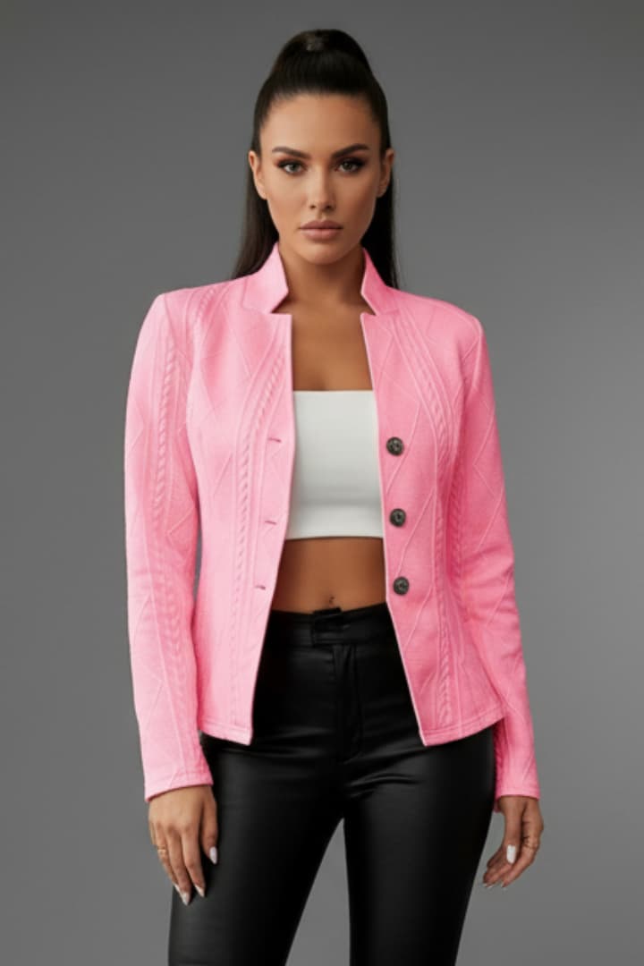 Women’s Blazer with Lapel Collar and Button Closure