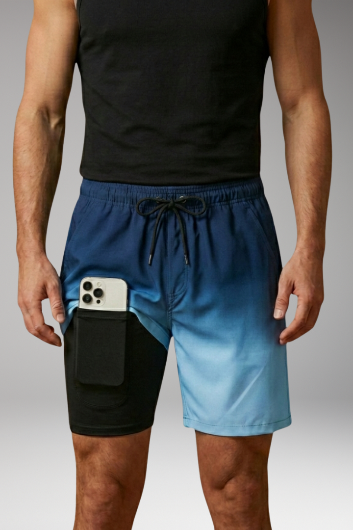 Men’s Stretch Shorts with Drawstring Waistband and Inner Briefs