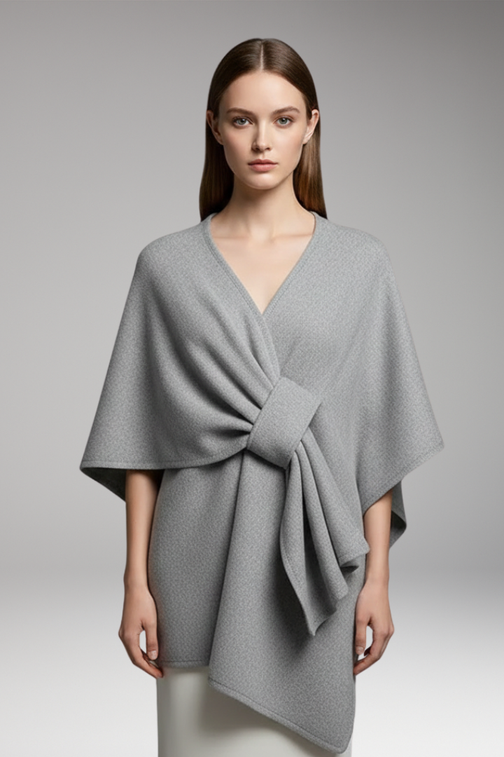 Women’s Poncho Shawl with Double-Sided Design and Wide Drape