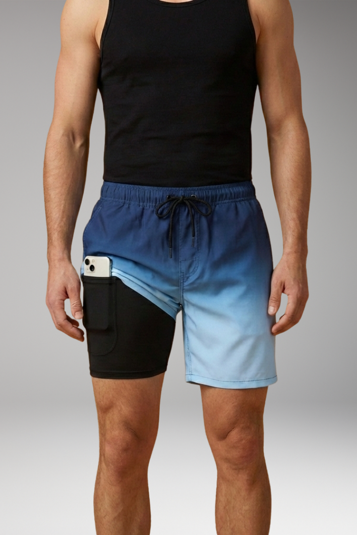 Men’s Summer Shorts with Drawstring Waistband and Vibrant Printed Design