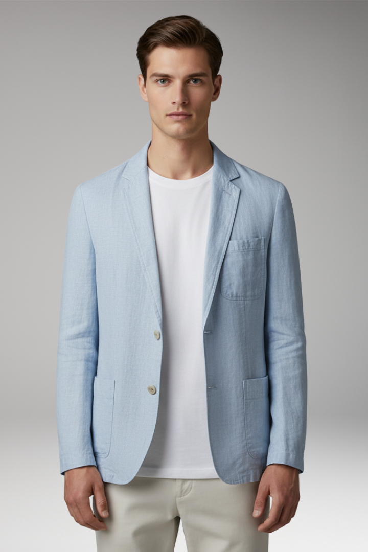 Men’s Blazer Jacket with Button Closure and Front Pockets
