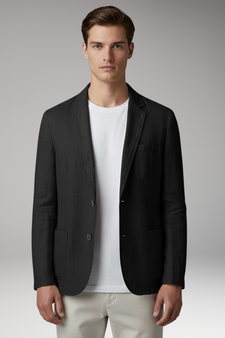 Men’s Blazer Jacket with Button Closure and Front Pockets