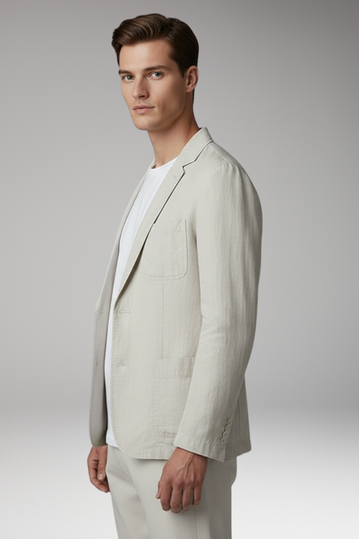 Men’s Blazer Jacket with Button Closure and Front Pockets