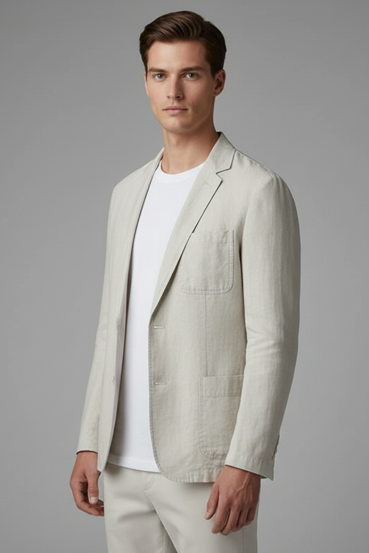 Men’s Blazer Jacket with Button Closure and Front Pockets