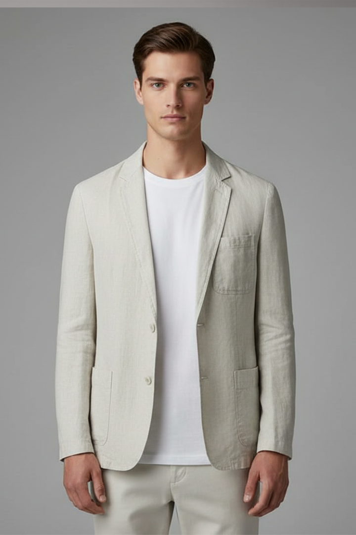 Men’s Blazer Jacket with Button Closure and Front Pockets