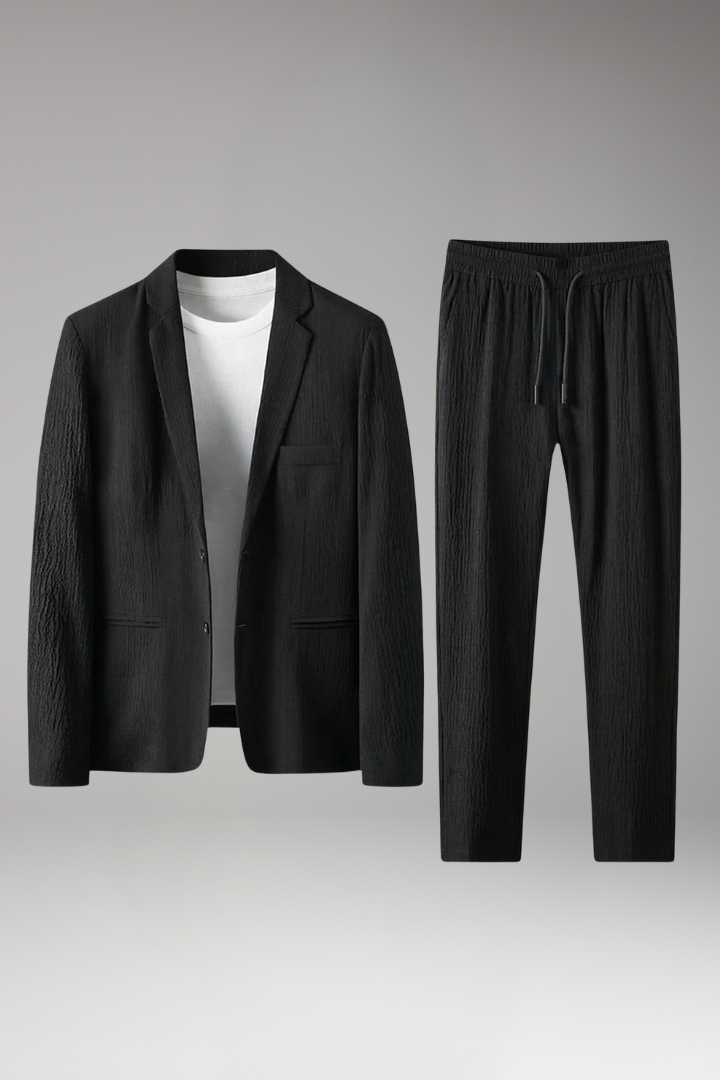 Men's Blazer and Trouser Set with Notched Collar