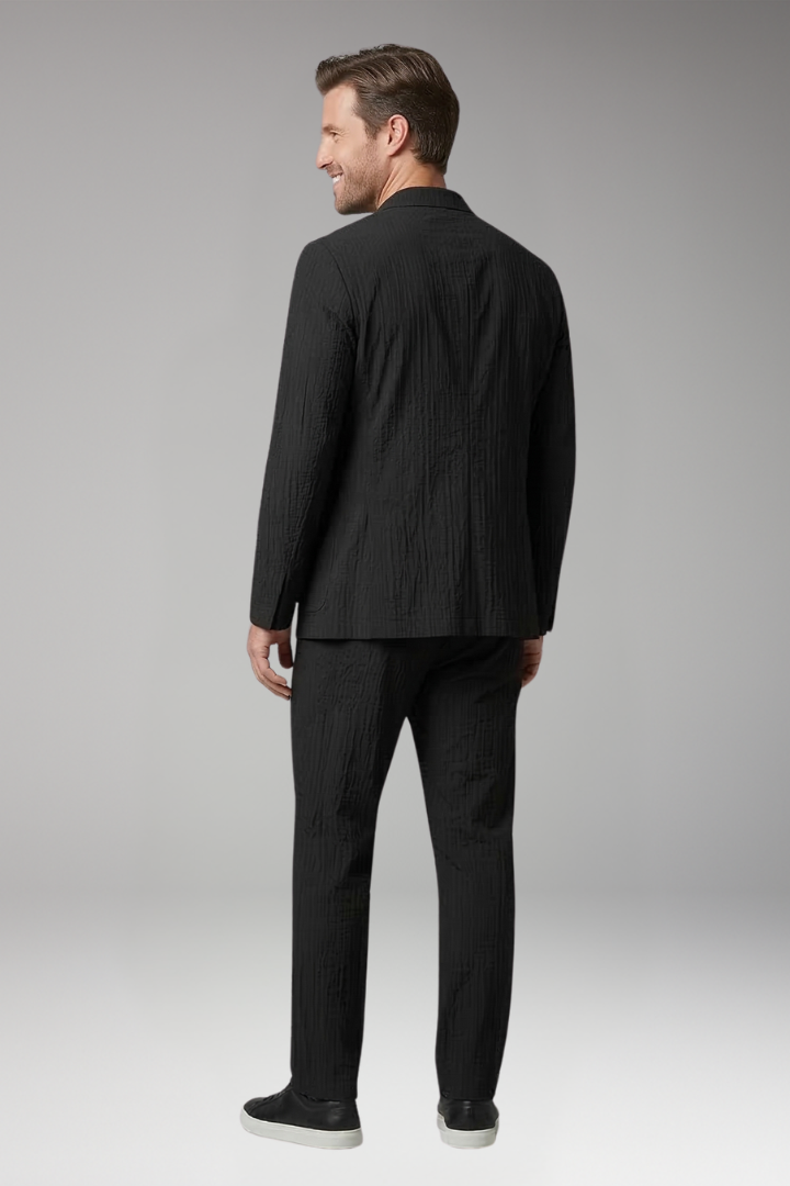 Men's Blazer and Trouser Set with Notched Collar
