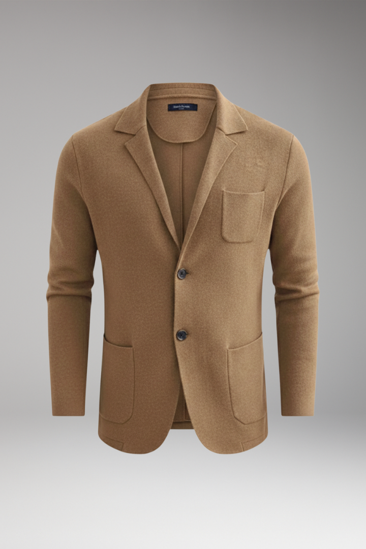Men's Blazer with Lapel Collar and Front Fastening