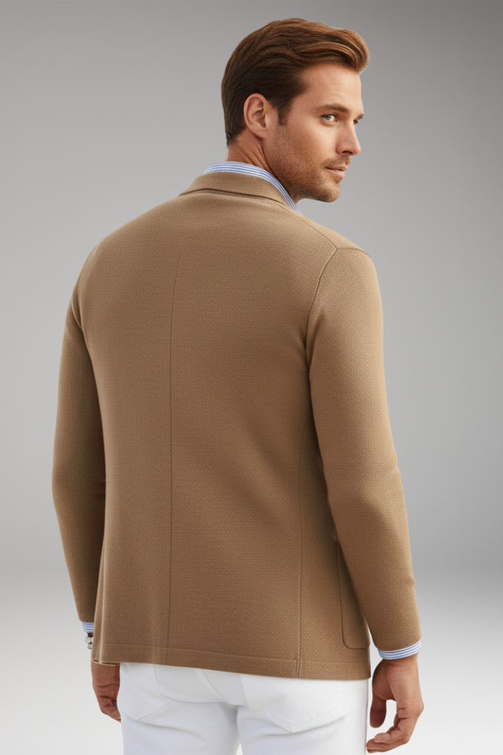 Men's Blazer with Lapel Collar and Front Fastening