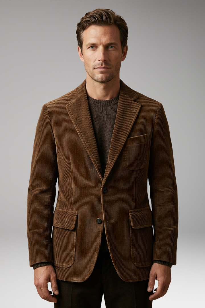 Men’s Blazer with Notch Lapel and Buttons