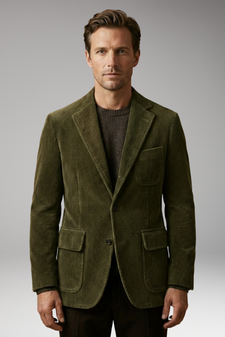 Men’s Blazer with Notch Lapel and Buttons