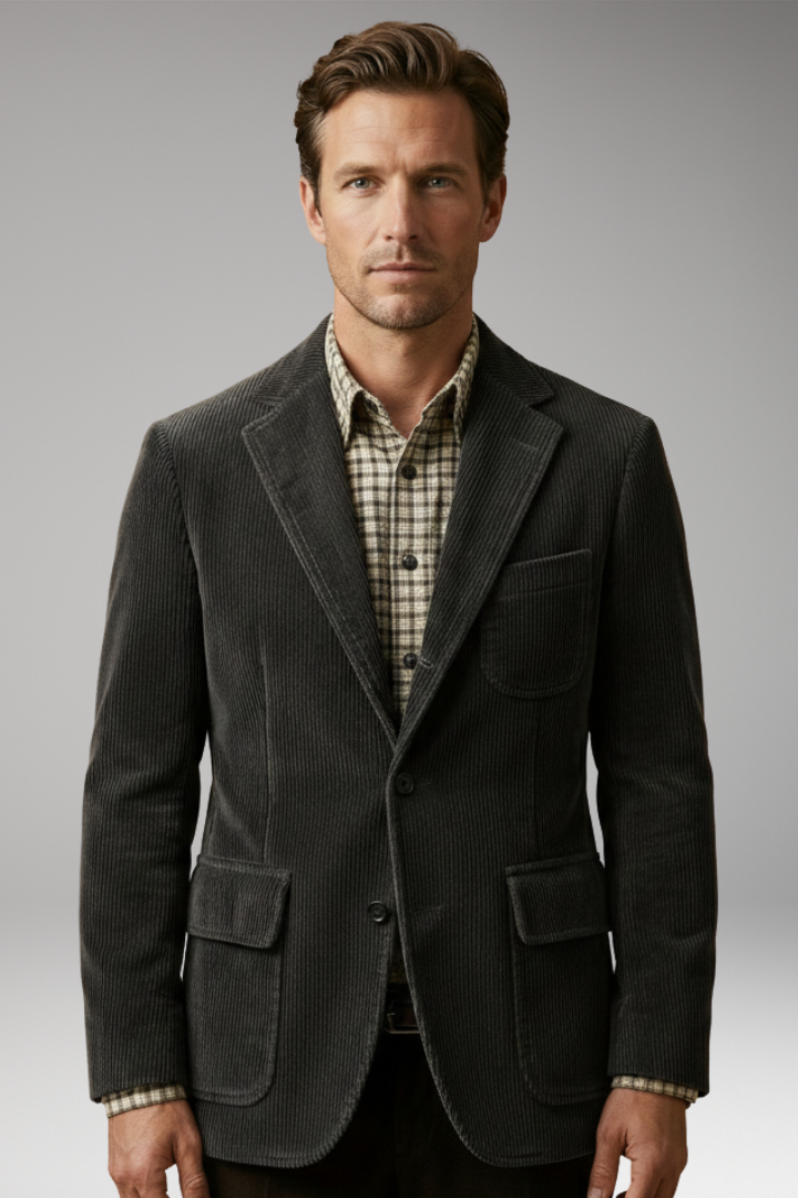 Men’s Blazer with Notch Lapel and Buttons