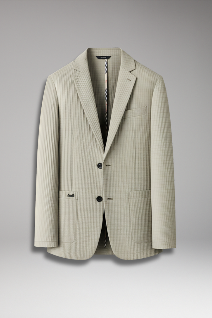 Men's Blazer with Notch Lapel and Two-Button Closure