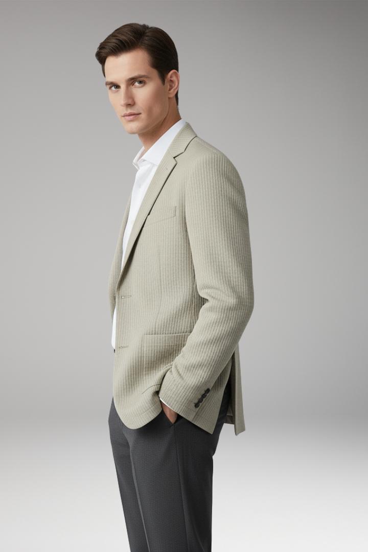 Men's Blazer with Notch Lapel and Two-Button Closure