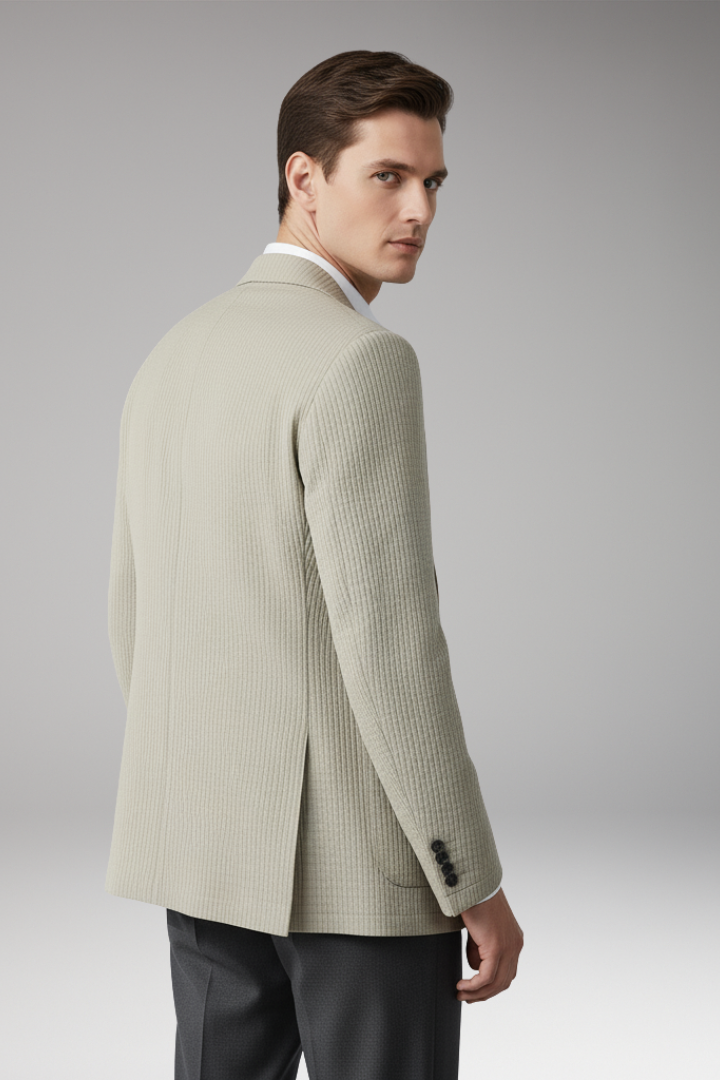 Men's Blazer with Notch Lapel and Two-Button Closure