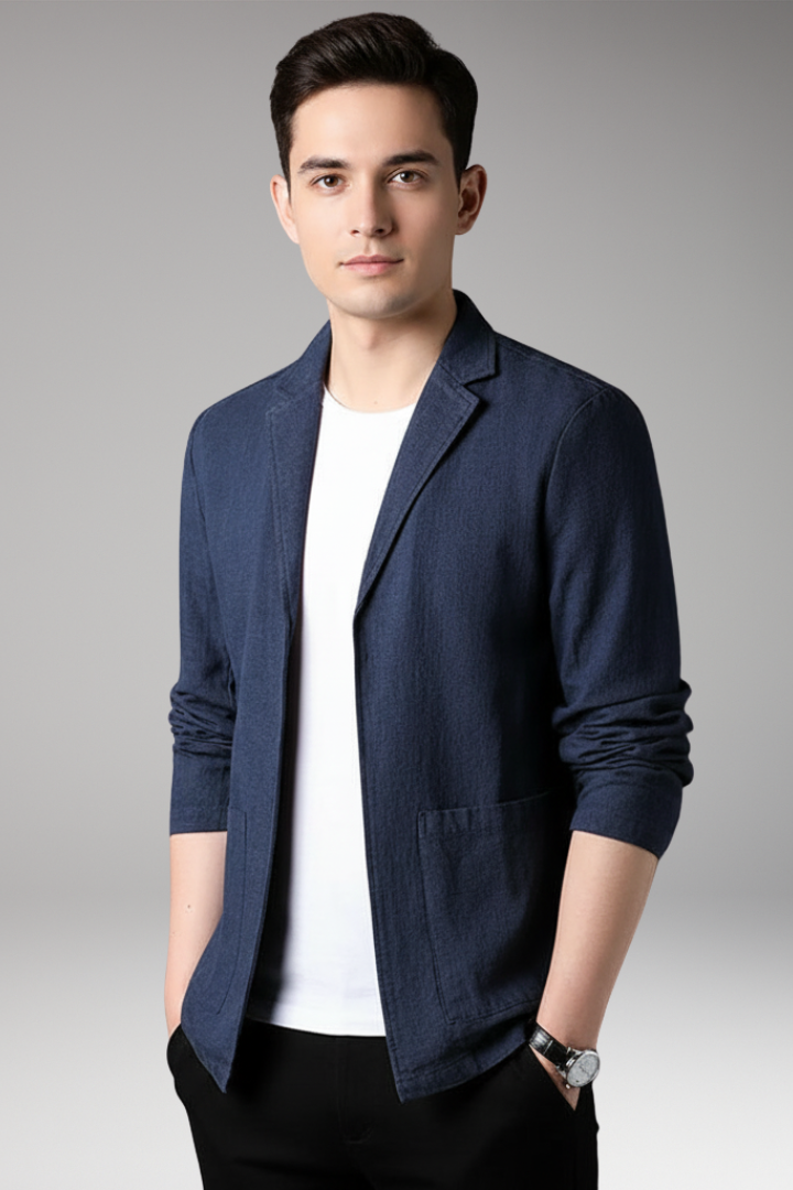 Men’s Blazer with Notched Collar and Front Pockets