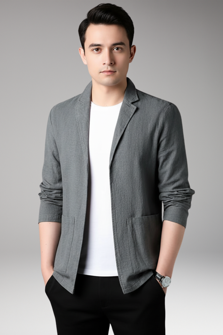 Men’s Blazer with Notched Collar and Front Pockets