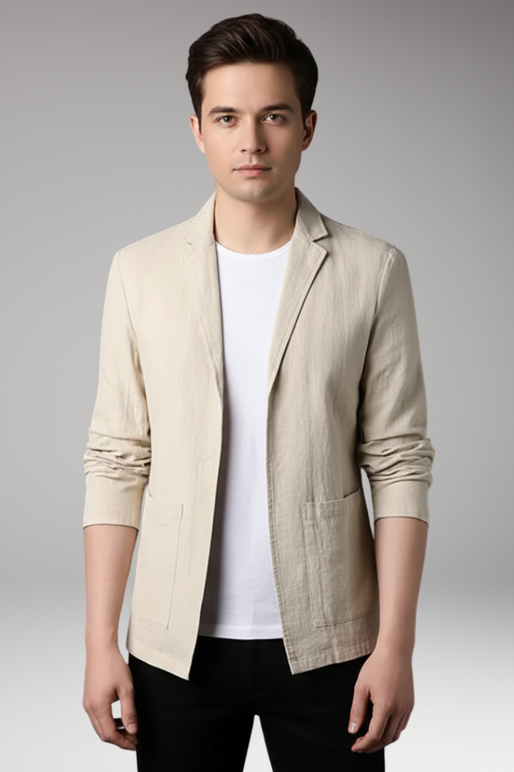 Men’s Blazer with Notched Collar and Front Pockets