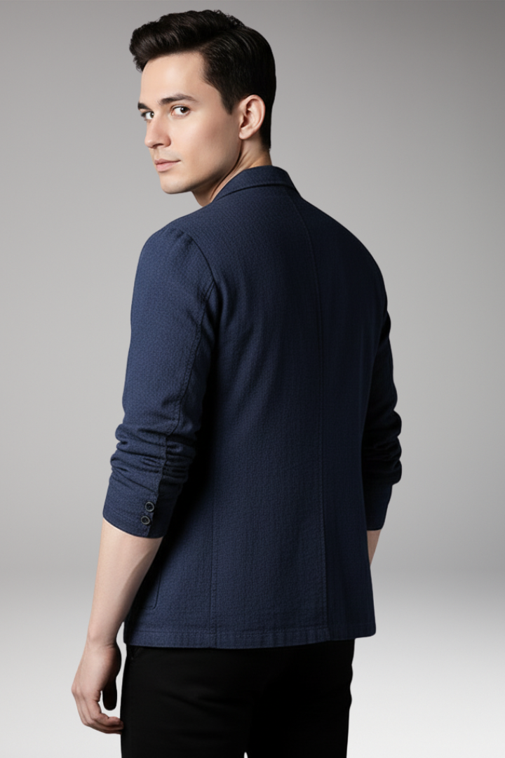 Men’s Blazer with Notched Collar and Front Pockets
