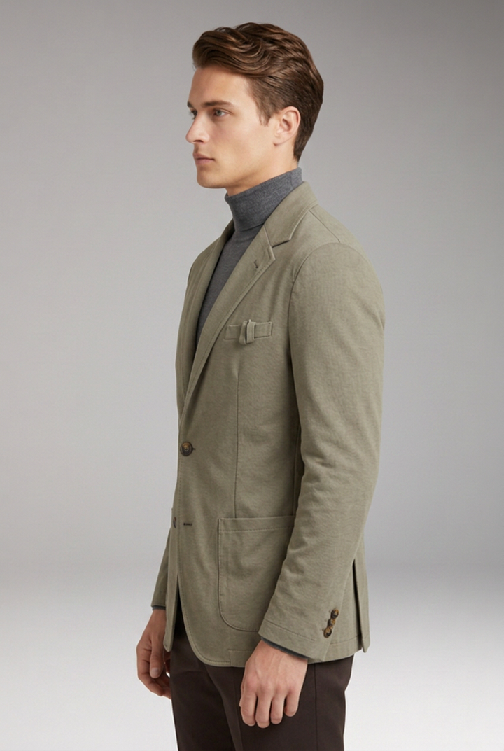 Men’s Blazer with Notched Lapel and Corduroy Surface