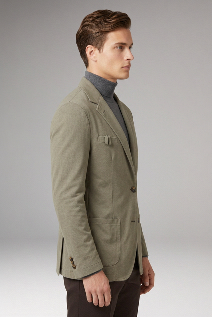 Men’s Blazer with Notched Lapel and Corduroy Surface