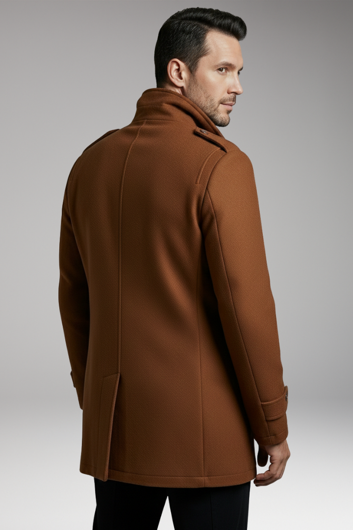 Men’s Blend Overcoat with Zipper and Buttons
