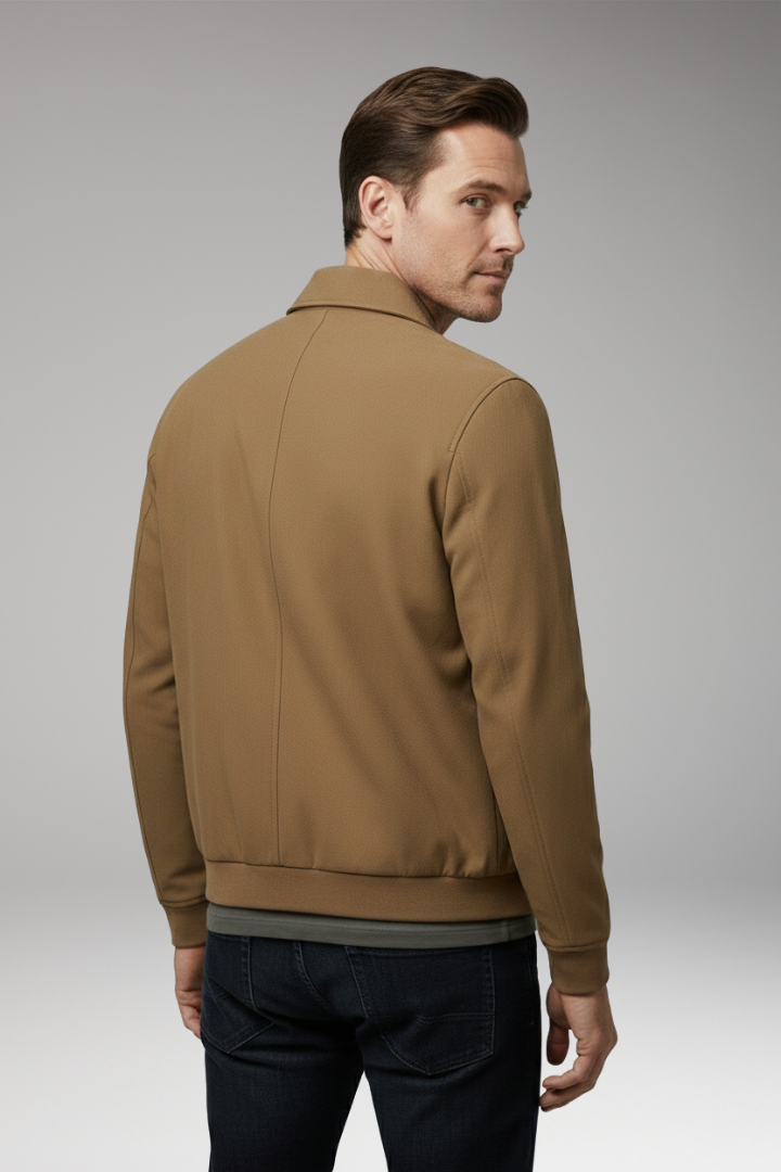 Men’s Bomber Jacket with Classic Collar and Utility Pockets