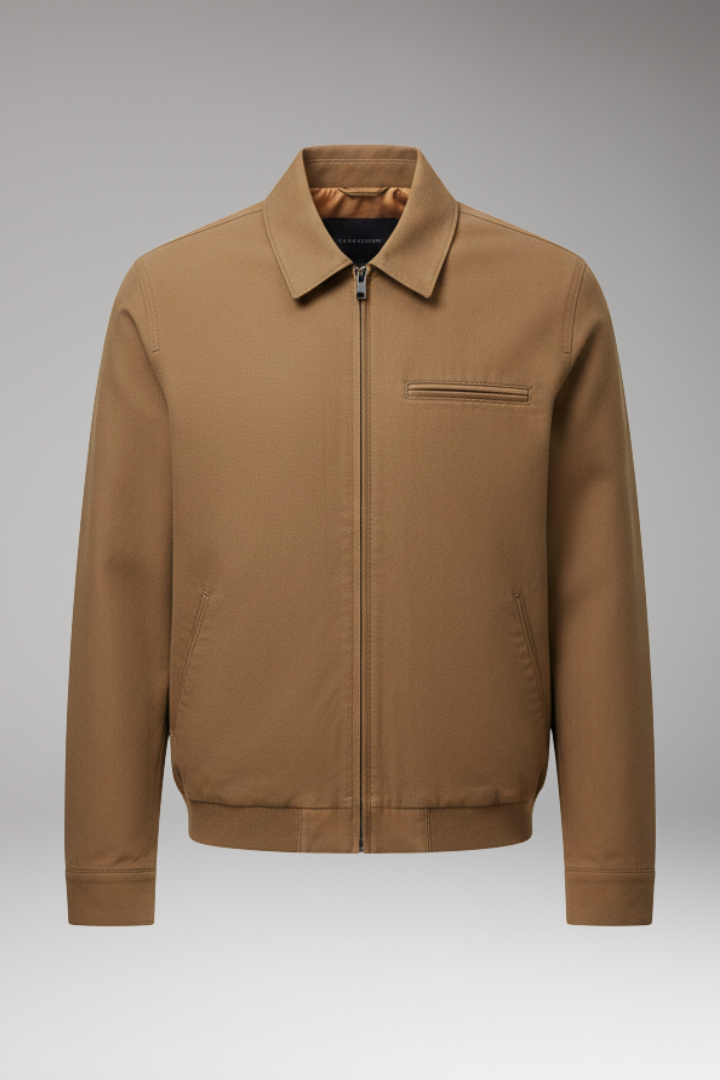 Men’s Bomber Jacket with Classic Collar and Utility Pockets