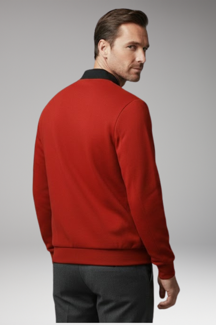 Men's Bomber Jacket with Concealed Zip and Elastic Cuffs