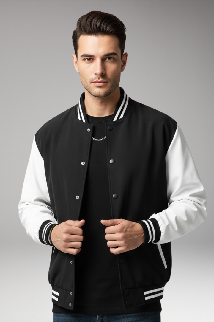 Men's Bomber Jacket with Contrast Sleeves