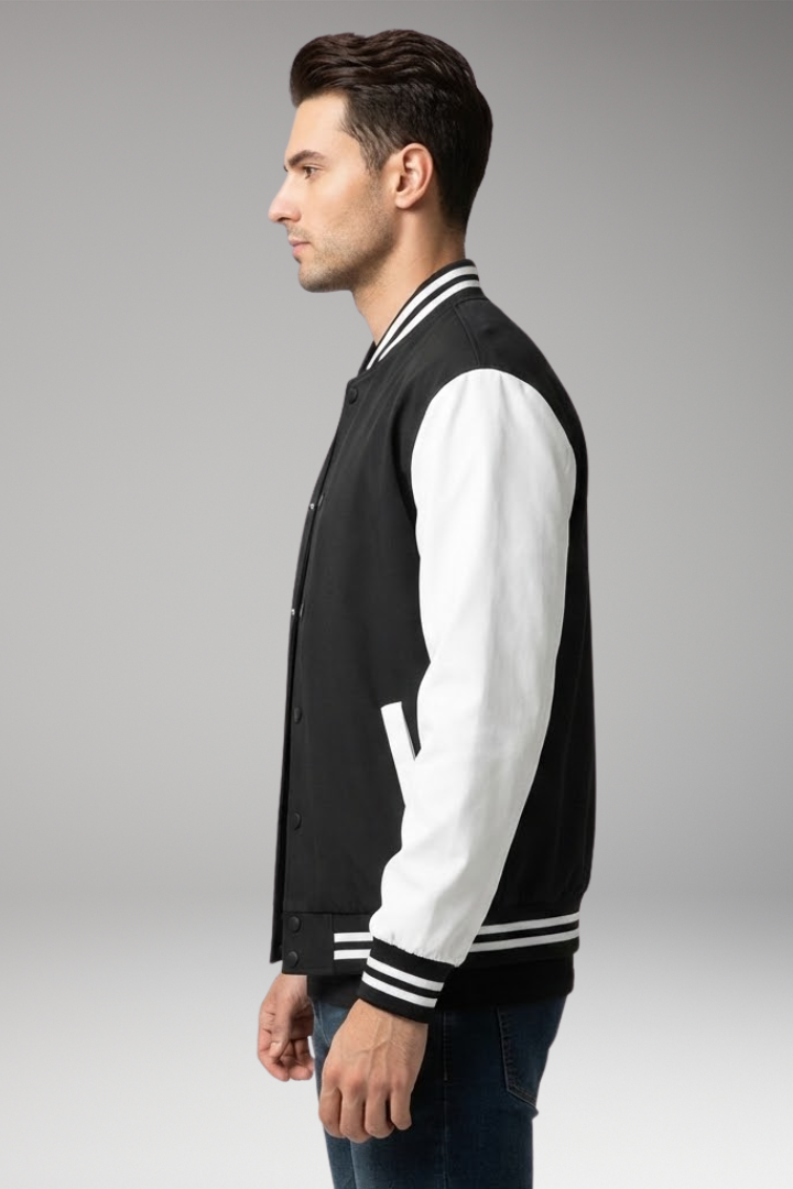 Men's Bomber Jacket with Contrast Sleeves