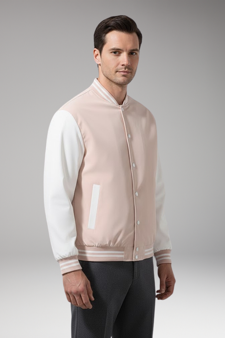 Men's Bomber Jacket with Contrast Sleeves and Functional Pockets