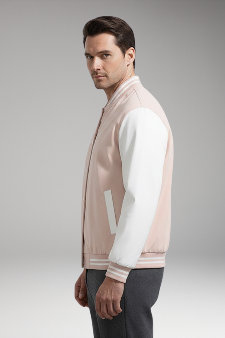Men's Bomber Jacket with Contrast Sleeves and Functional Pockets