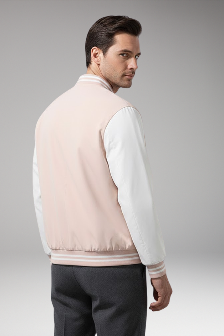 Men's Bomber Jacket with Contrast Sleeves and Functional Pockets