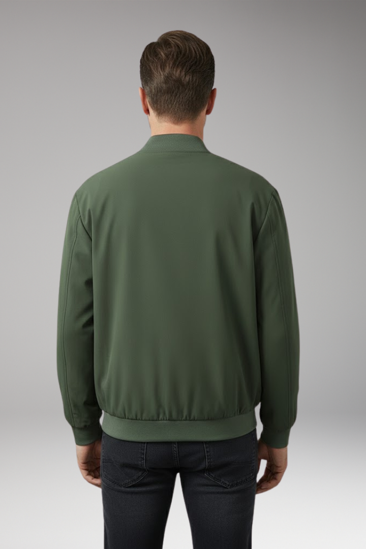 Men's Bomber Jacket with Elastic Cuffs and Side Pockets