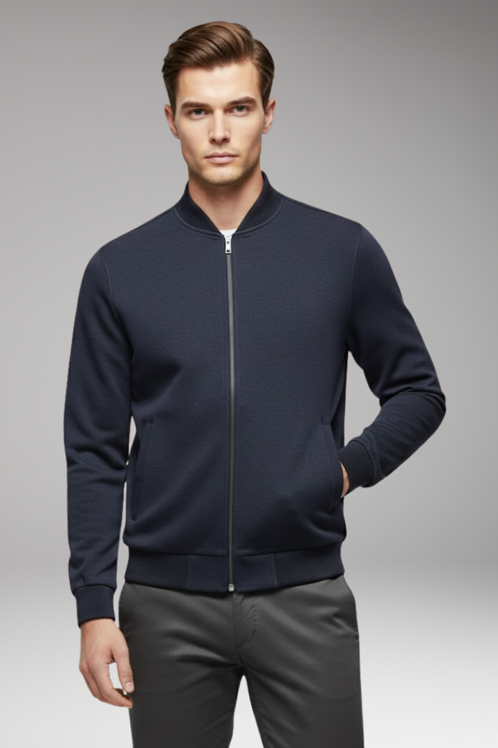 Men’s Bomber Jacket with High Closing Collar