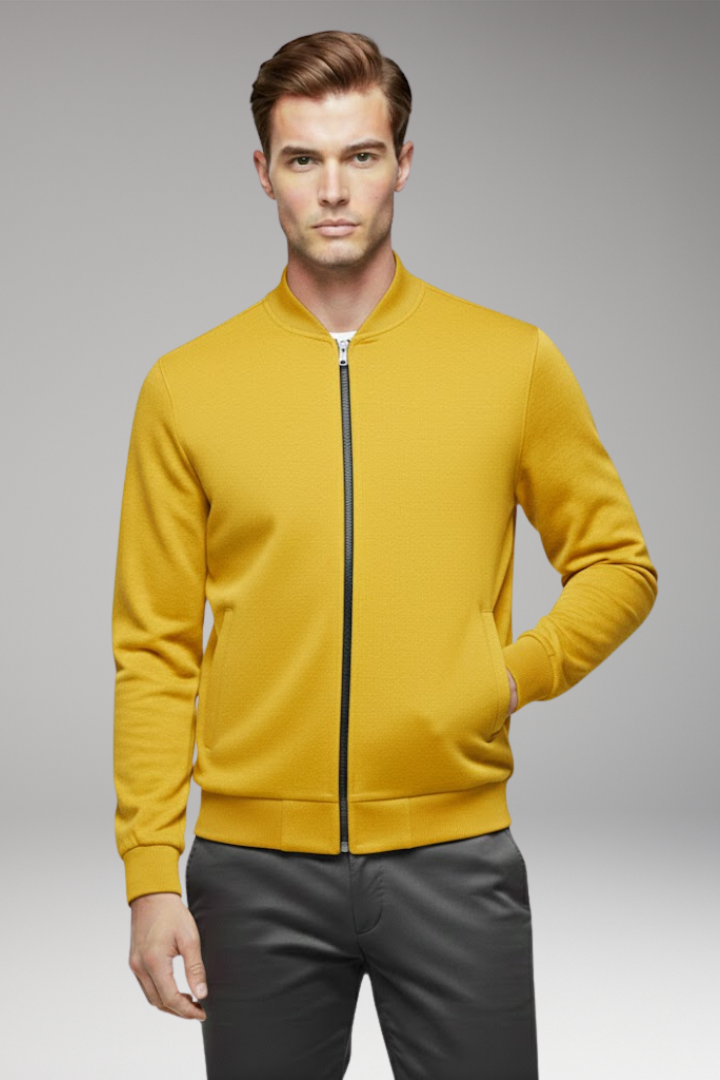 Men’s Bomber Jacket with High Closing Collar