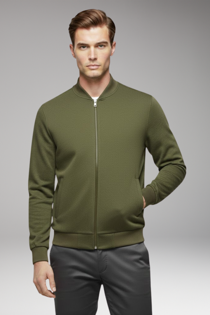 Men’s Bomber Jacket with High Closing Collar