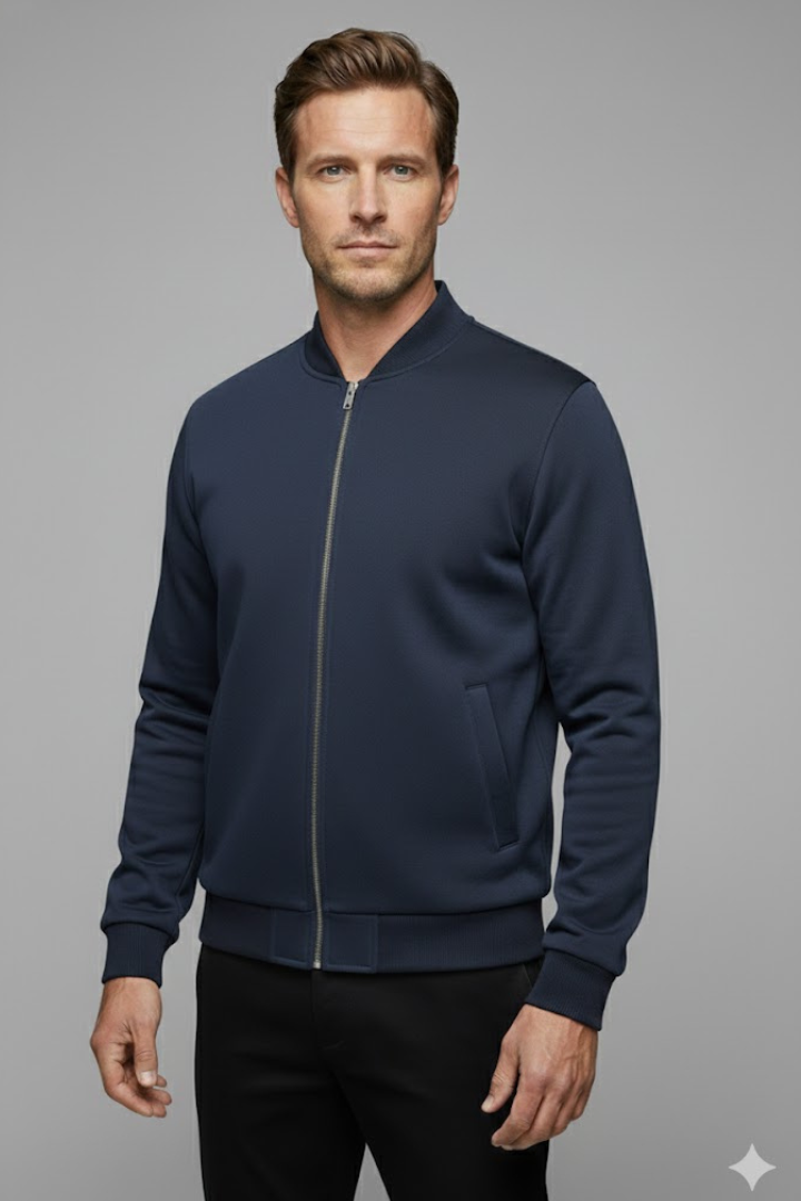 Men's Bomber Jacket with Modern Cut and Practical Pockets