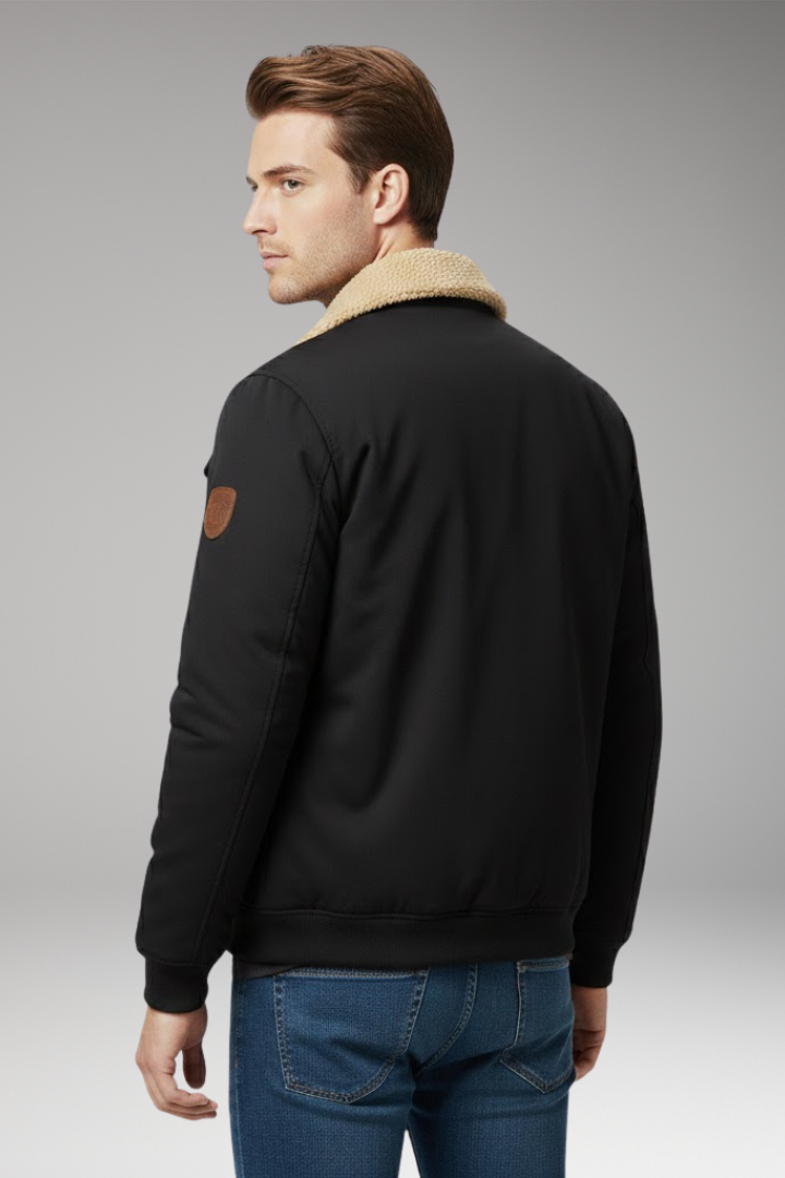 Men’s Bomber Jacket with Ribbed Cuffs and Pockets