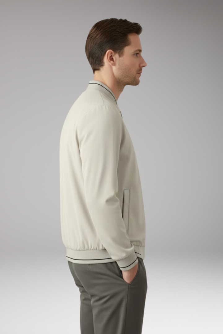 Men's Bomber Jacket with Sporty Design and Elastic Cuffs