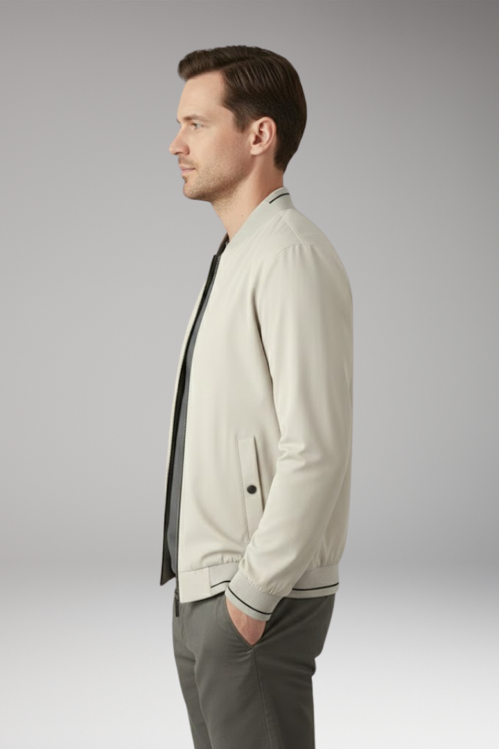 Men's Bomber Jacket with Sporty Design and Elastic Cuffs